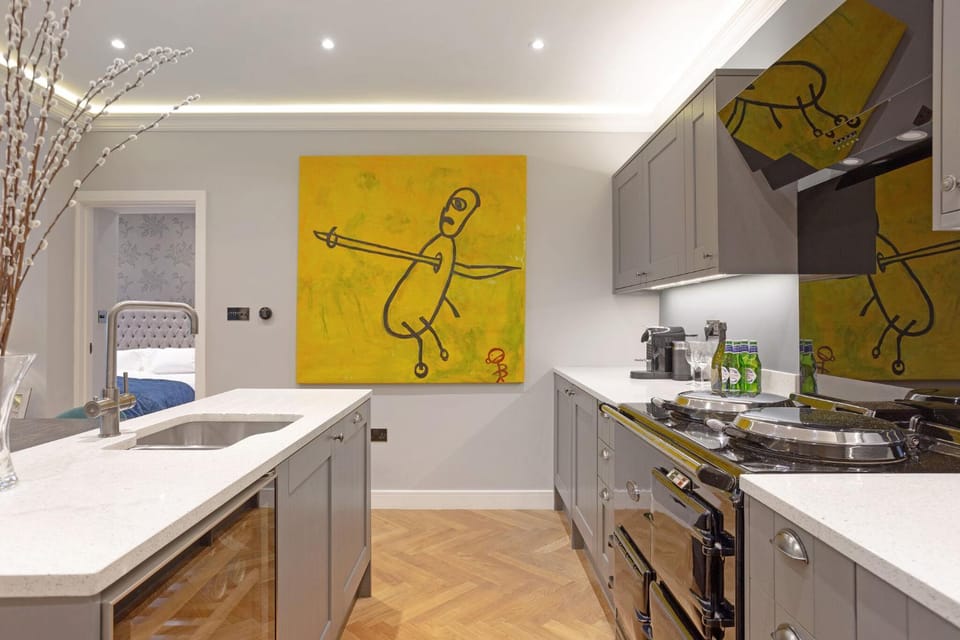 Kitchen or kitchenette, stove