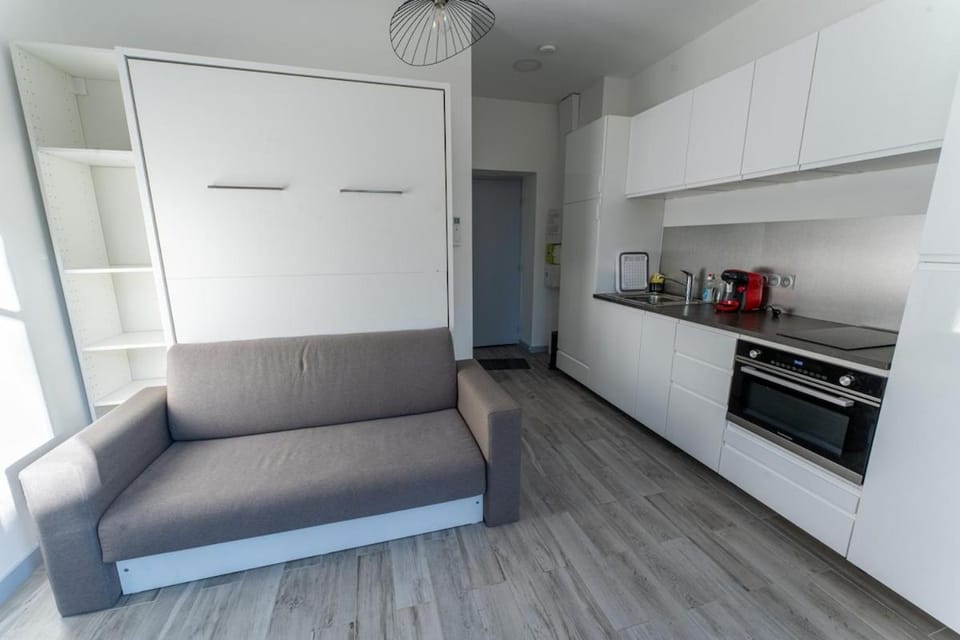 Kitchen or kitchenette, Living room, oven, stove