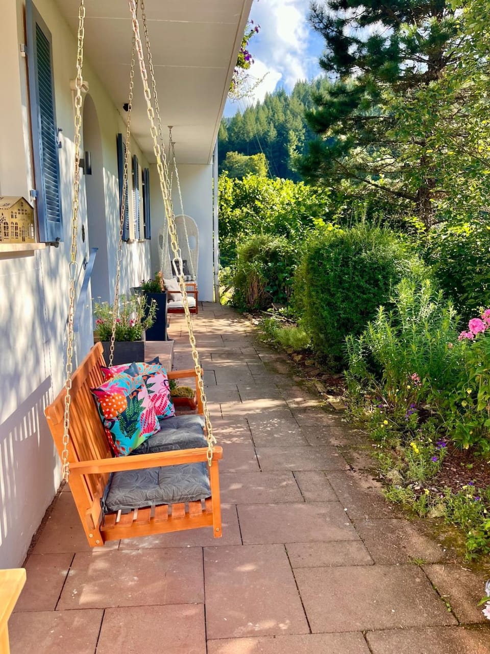 Facade/entrance, Spring, Garden view