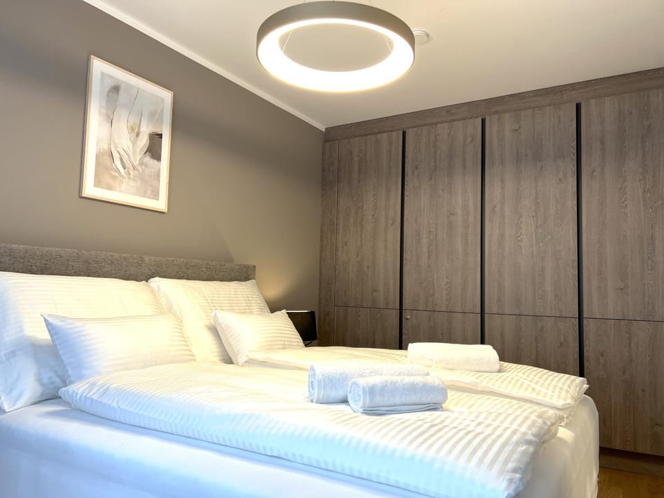 Bed, Photo of the whole room, Bedroom, towels, wardrobe