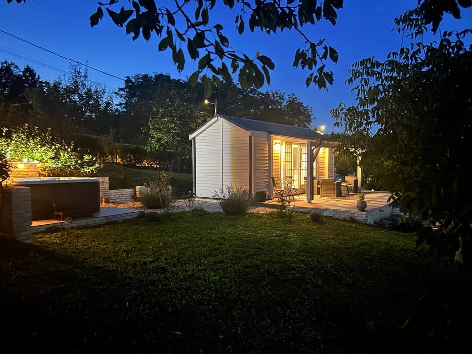Property building, Night, Garden