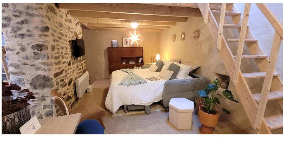 Bed, Living room, Photo of the whole room, Seating area, Bedroom