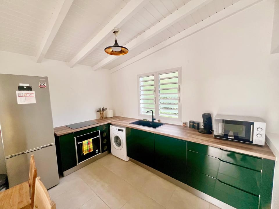 Kitchen or kitchenette, dishwasher, microwave, oven, washing machine