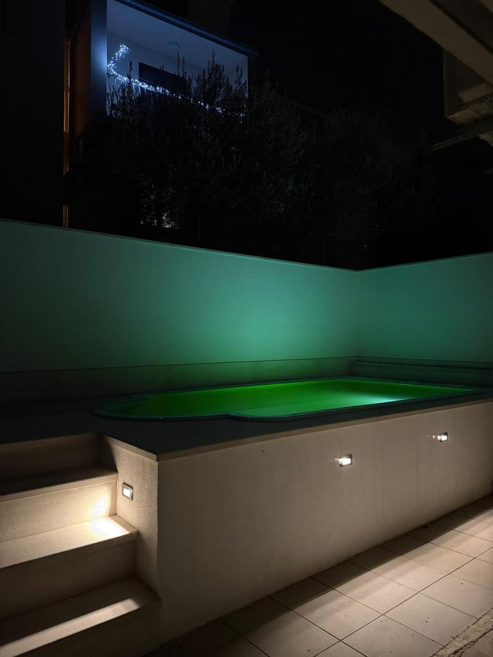 Night, Pool view, Swimming pool