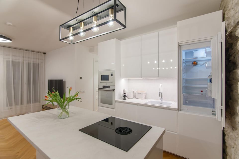 Kitchen or kitchenette, stove