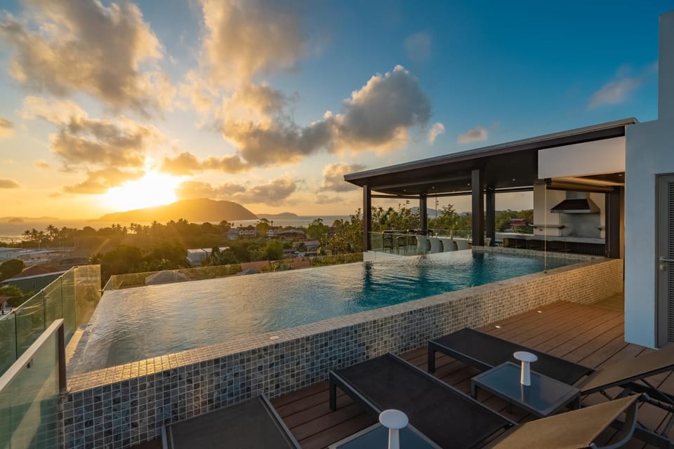 Property building, Swimming pool, Sunrise