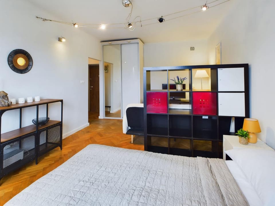 Bed, TV and multimedia, Kitchen or kitchenette, Living room, Photo of the whole room, Seating area, Bedroom, wardrobe