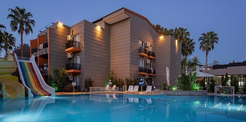 Property building, Night, Swimming pool