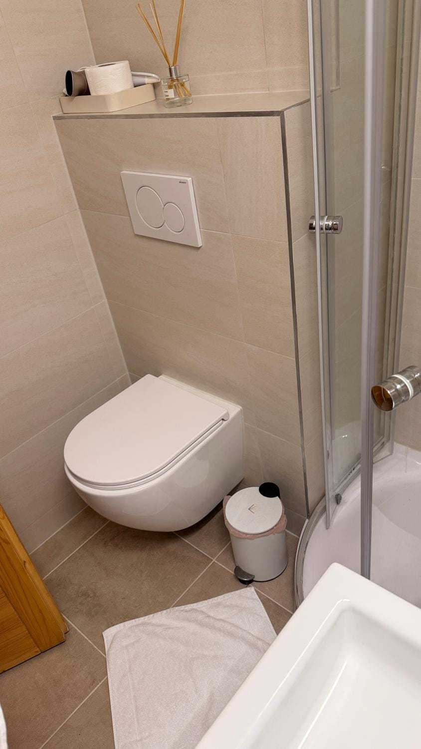 Toilet, towels
