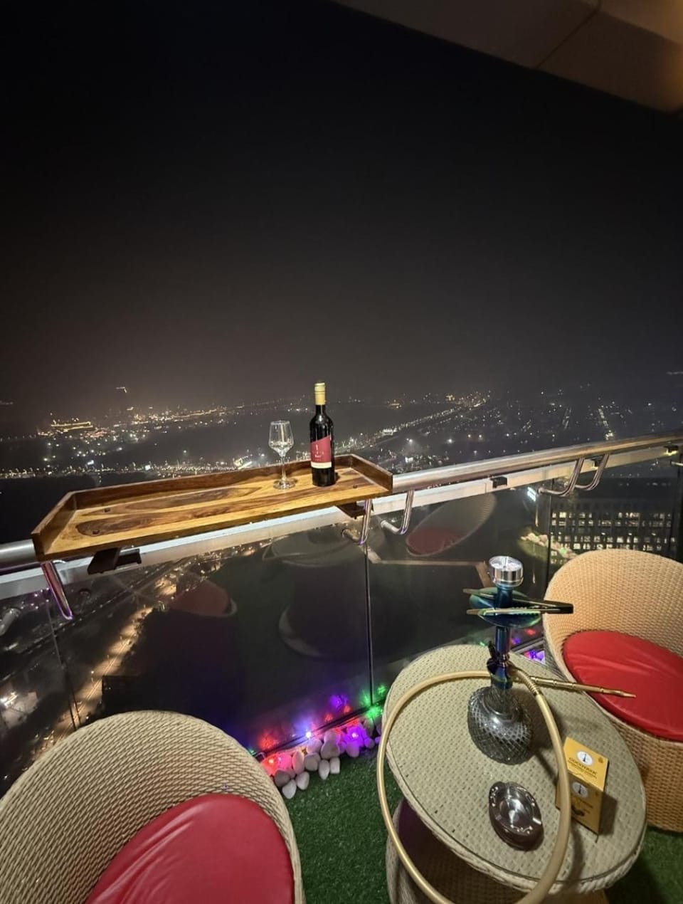 Night, View (from property/room), Balcony/Terrace, City view, Drinks, Alcoholic drinks