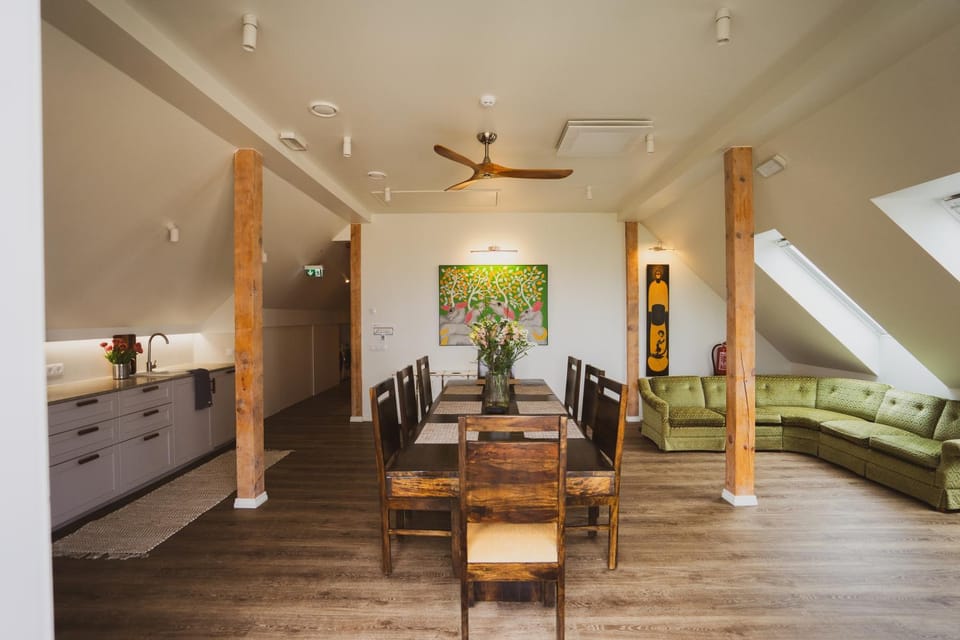 Living room, Dining area, Communal kitchen
