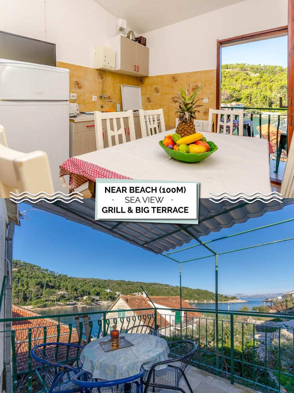 View (from property/room), Balcony/Terrace, Kitchen or kitchenette, Seating area, Dining area