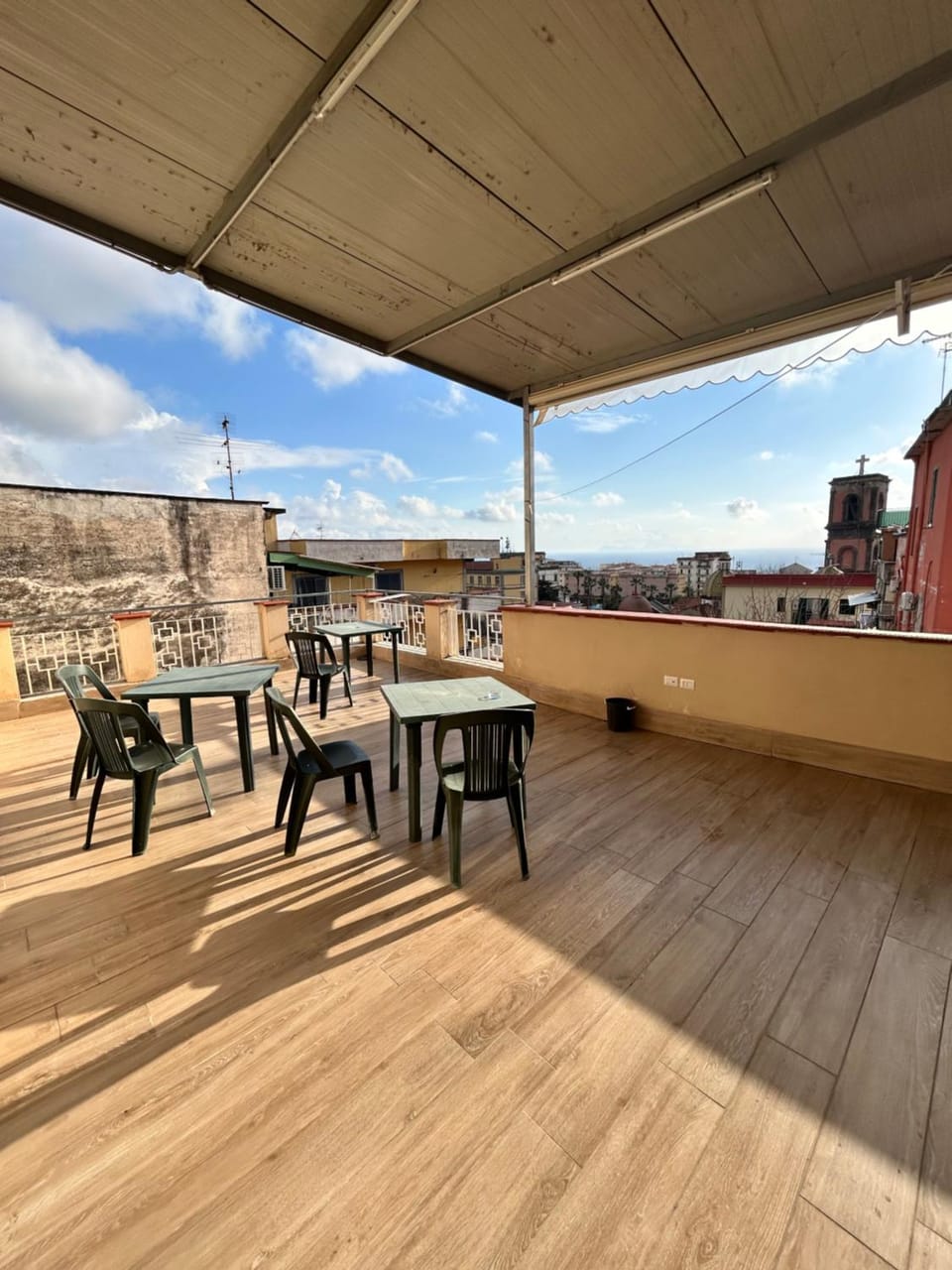 Property building, Patio, Day, Natural landscape, View (from property/room), Balcony/Terrace, Dining area