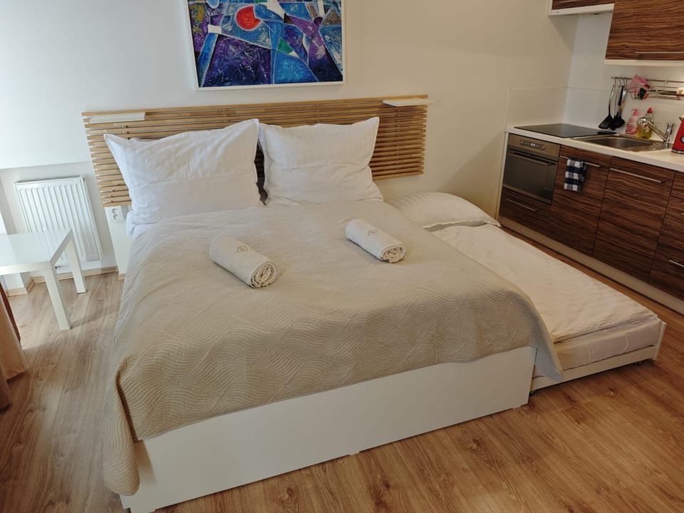 Bed, Kitchen or kitchenette, Photo of the whole room