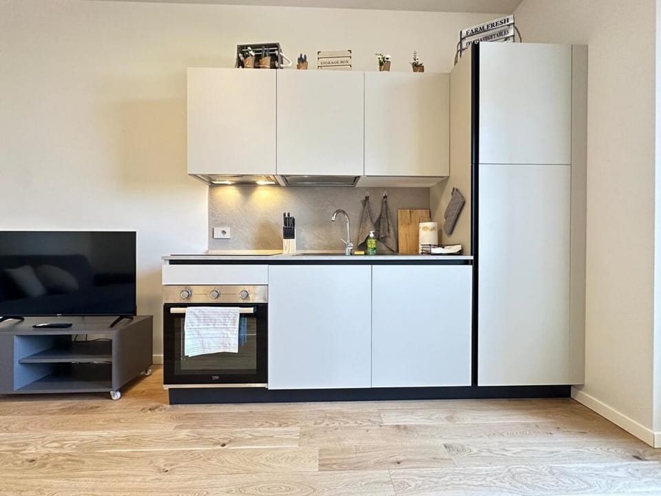 Coffee/tea facilities, Kitchen or kitchenette, oven, stove