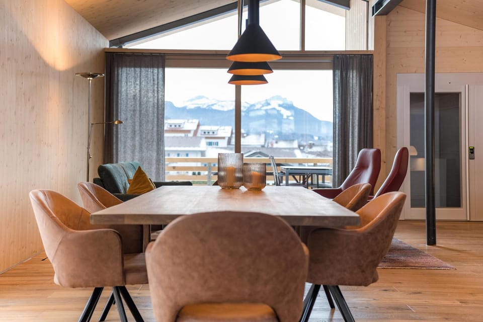 Natural landscape, Living room, Seating area, Dining area, Mountain view