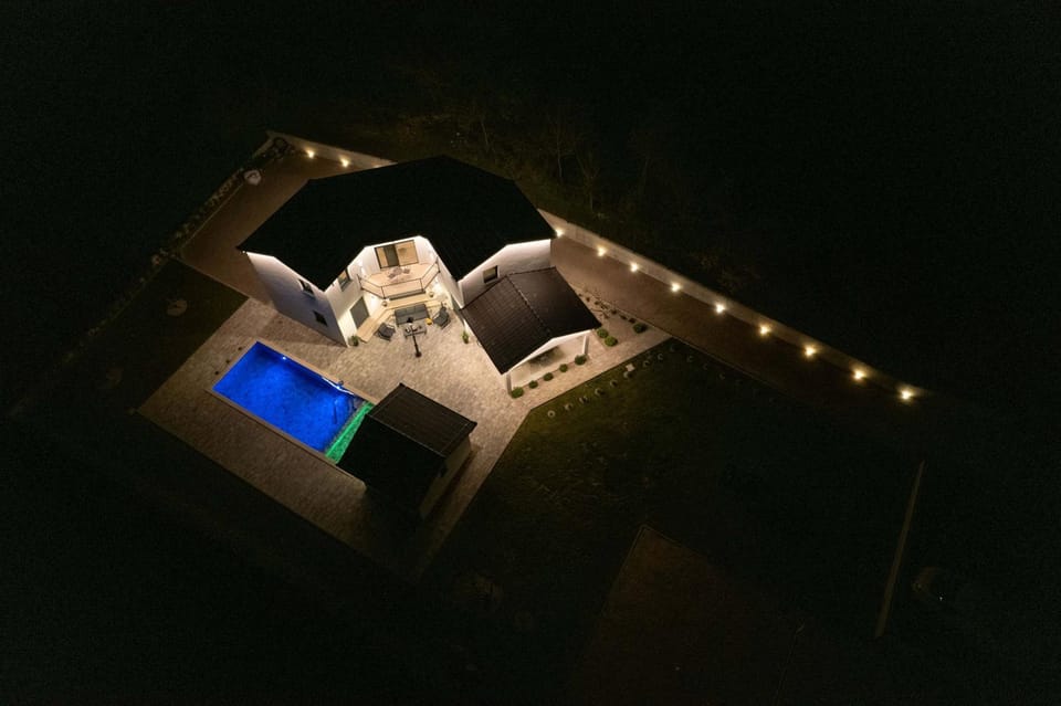 Night, Pool view, Swimming pool
