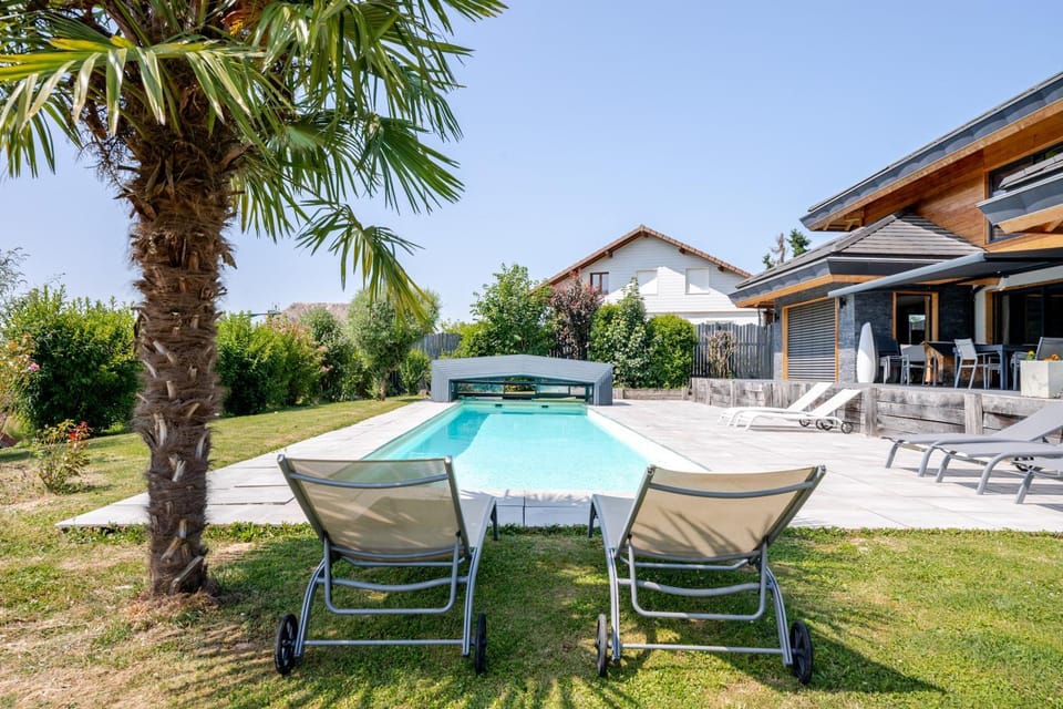 Property building, Living room, Swimming pool