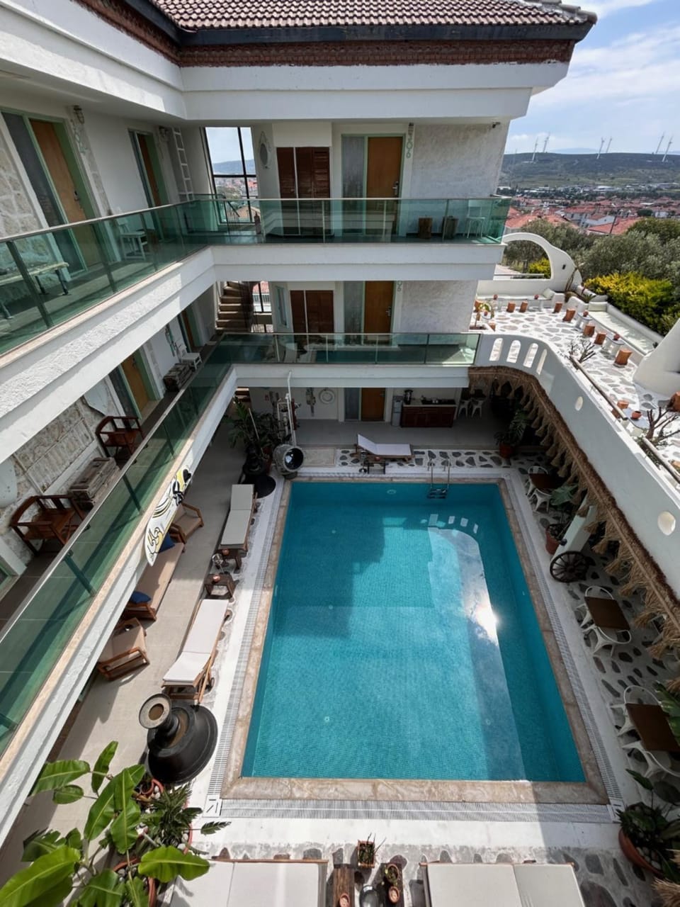 Property building, Patio, Day, View (from property/room), Balcony/Terrace, Pool view, Swimming pool, sunbed