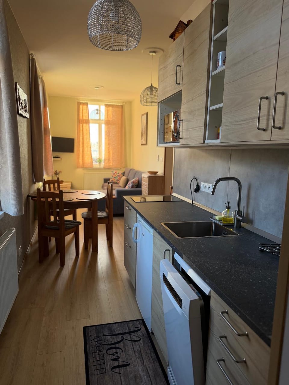 Kitchen or kitchenette, Living room, Dining area