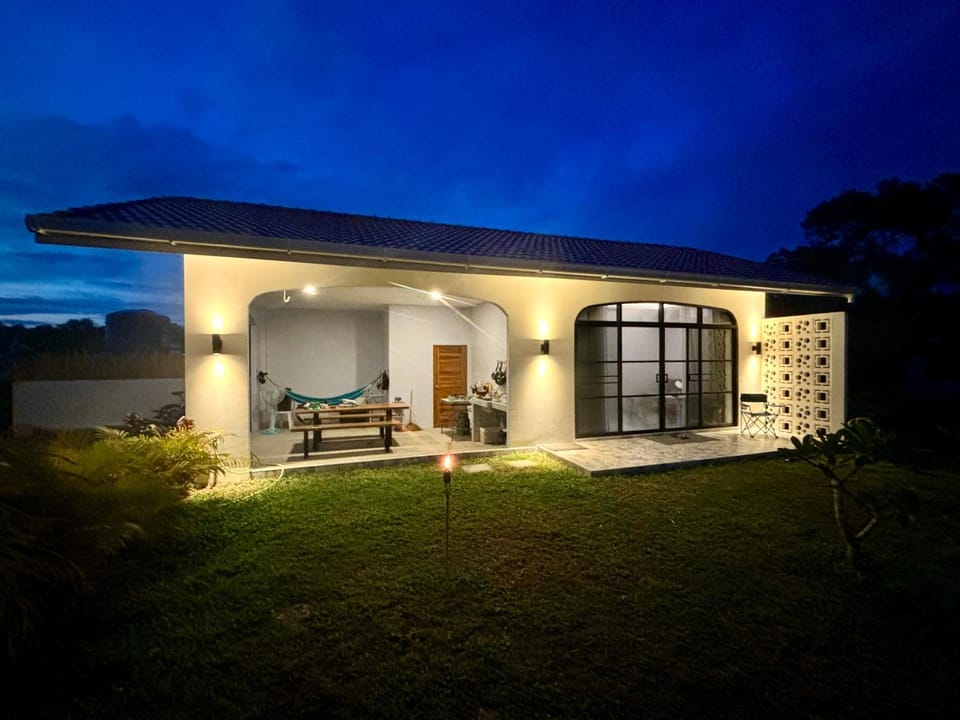 Property building, Patio, Night, Garden, Dining area, Garden view