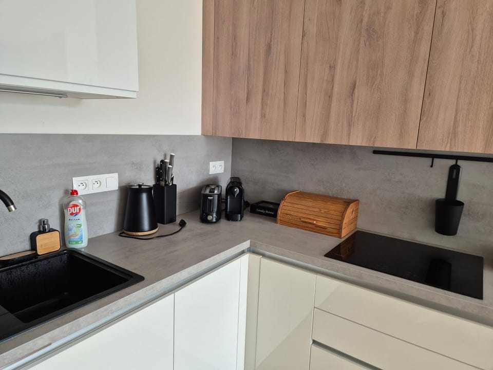 Coffee/tea facilities, Kitchen or kitchenette, stove, toaster