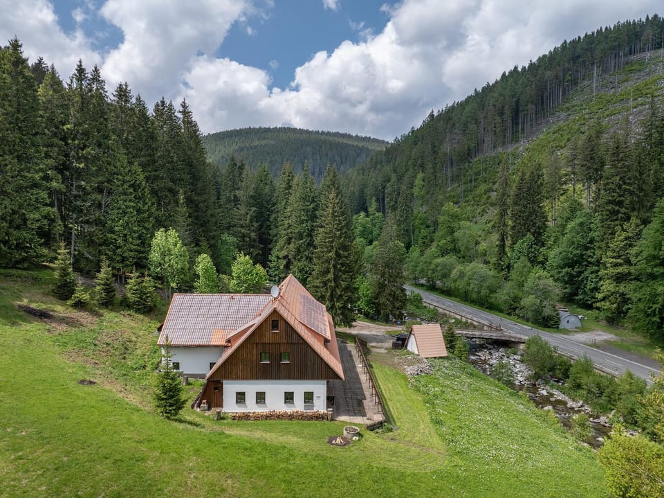 Property building, Spring, Day, Natural landscape, Mountain view, River view