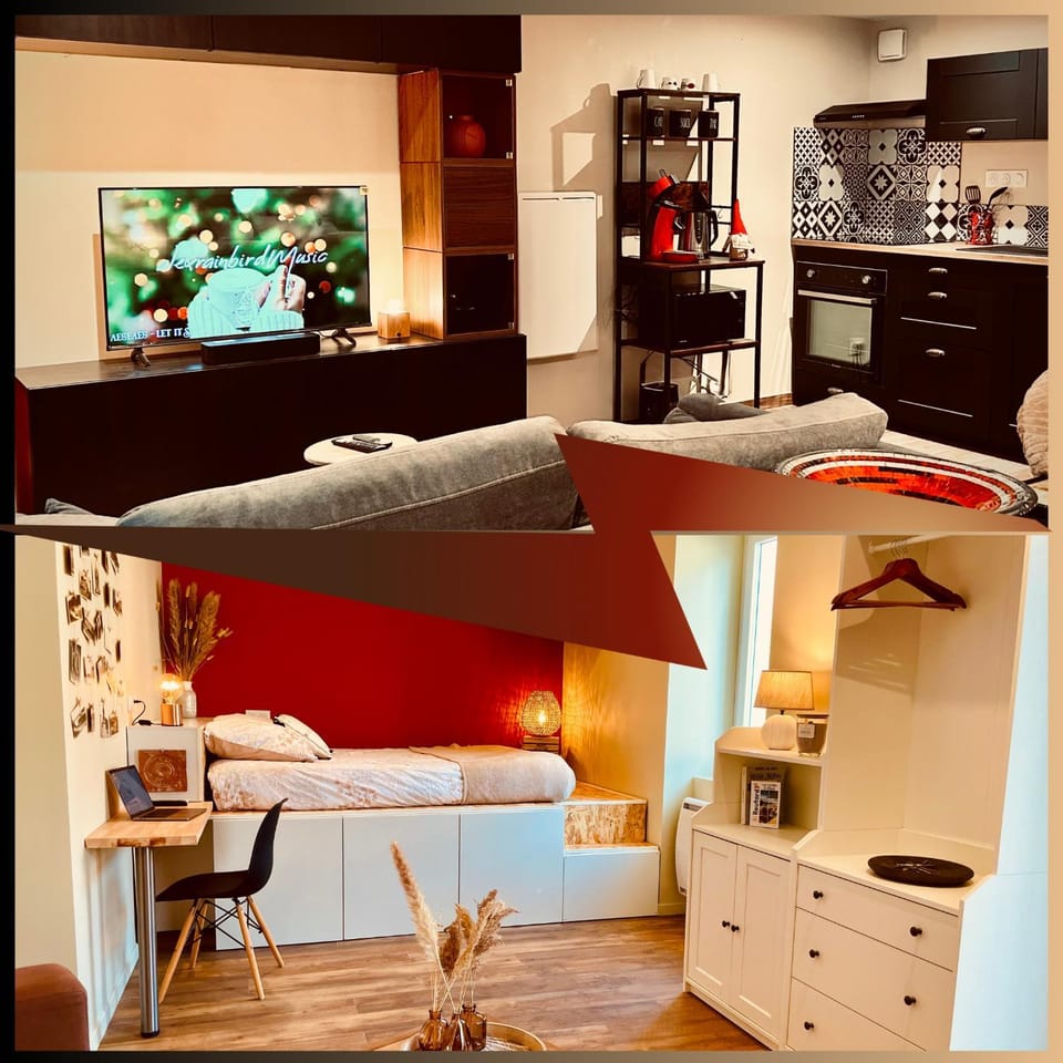 Communal lounge/ TV room, Bed, TV and multimedia, Coffee/tea facilities, Kitchen or kitchenette, Living room, Photo of the whole room, Seating area, Dining area, Bedroom, oven