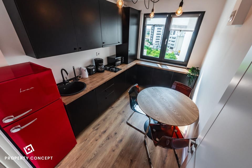 Kitchen or kitchenette, stove, toaster