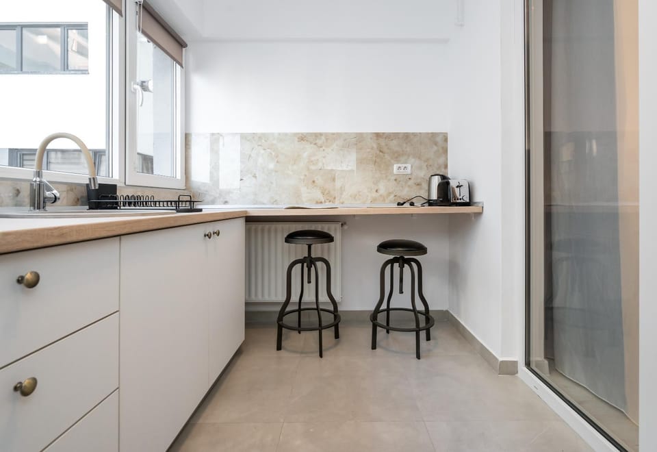 Kitchen or kitchenette, stove