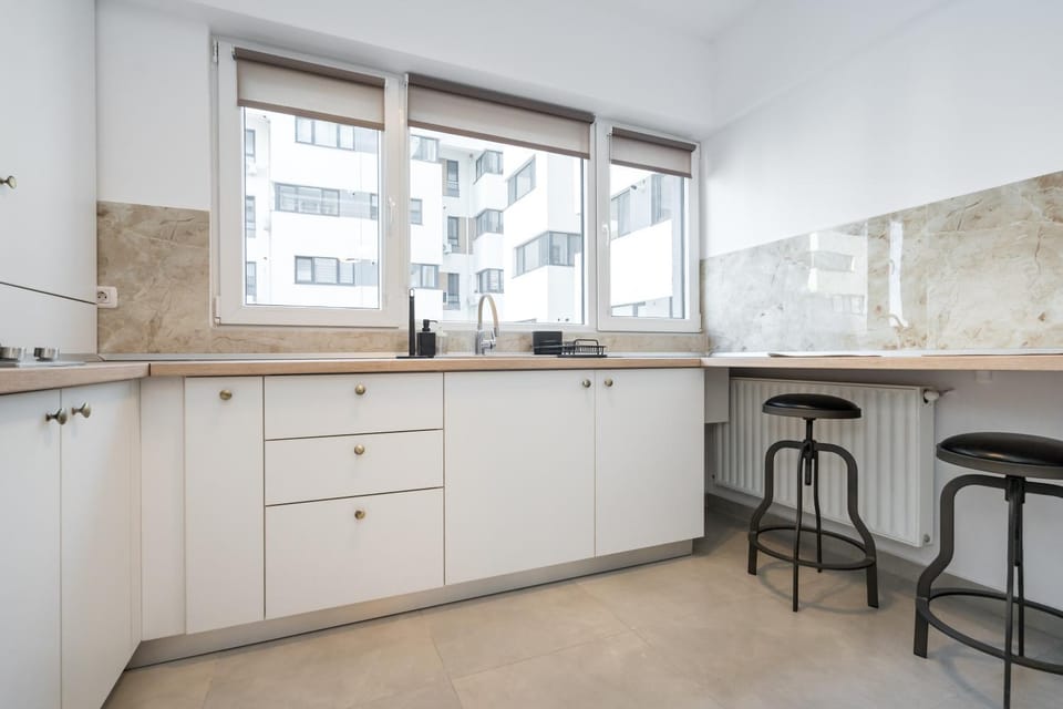 Kitchen or kitchenette, stove