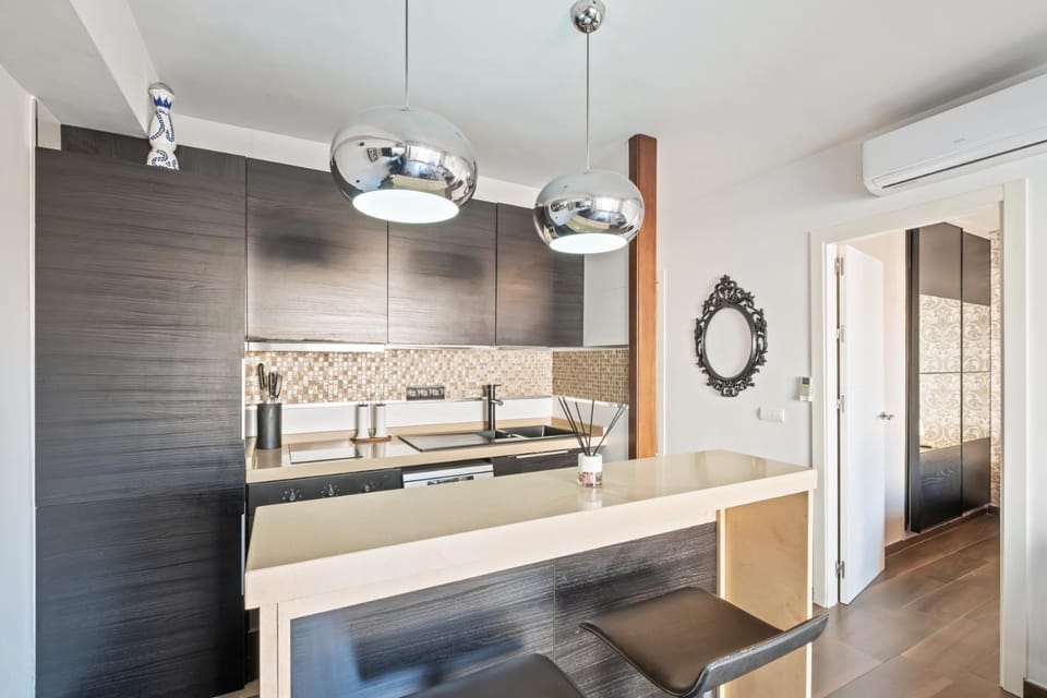Kitchen or kitchenette, stove, kitchen