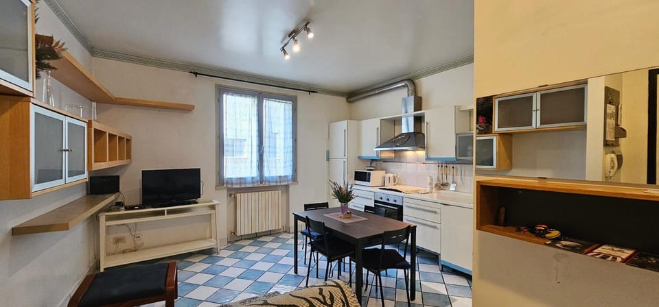 Kitchen or kitchenette, dishwasher, oven, stove