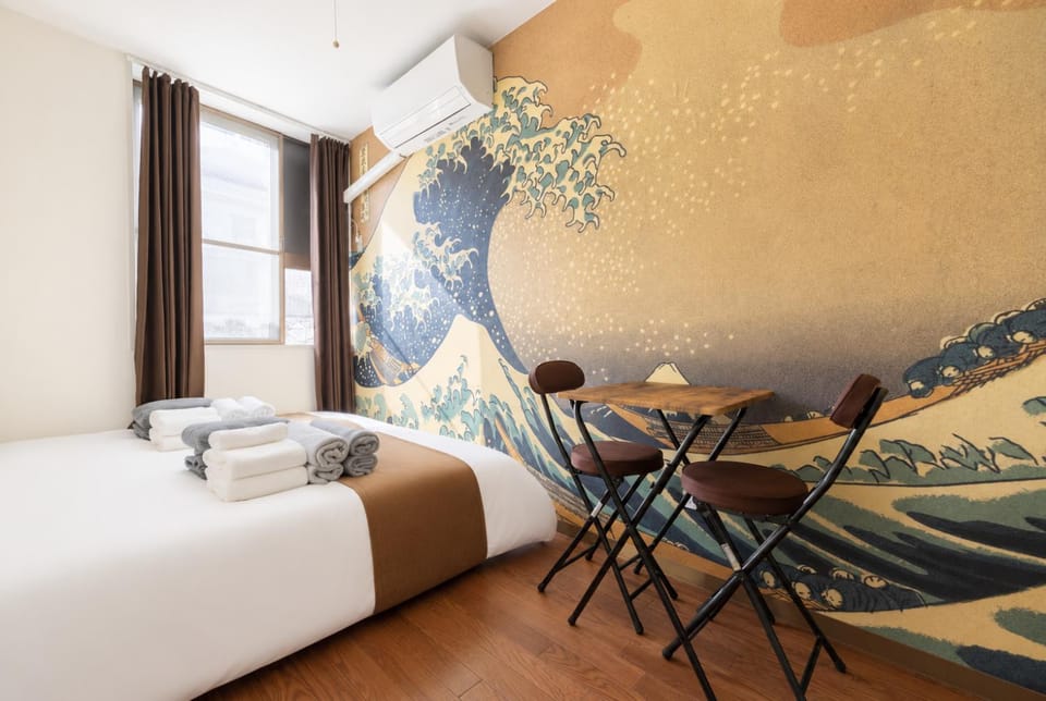 Bed, Photo of the whole room, Bedroom, towels, air conditioner