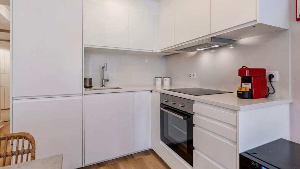Kitchen or kitchenette, oven, stove, toaster