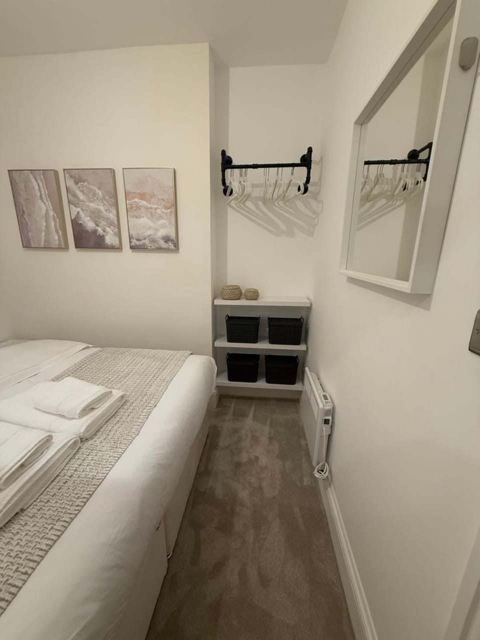 Bed, Bedroom, towels, wardrobe