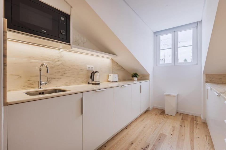 Kitchen or kitchenette, microwave