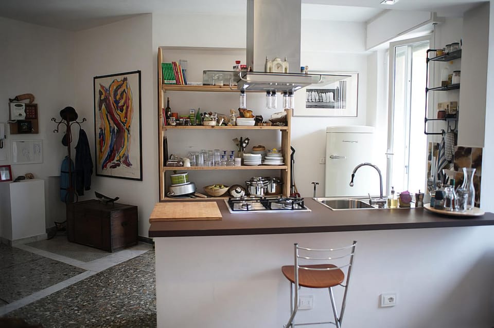 Kitchen or kitchenette, stove, kitchen