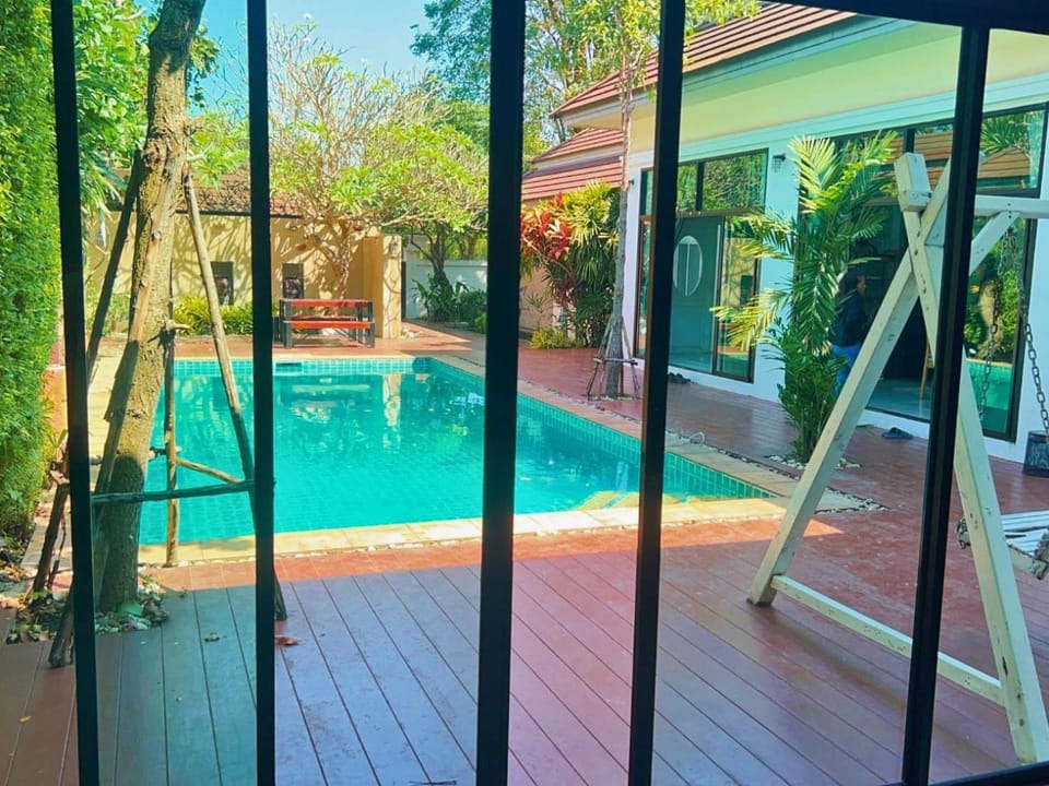 Property building, Patio, Day, Garden, Garden view, Pool view, Swimming pool, Swimming pool