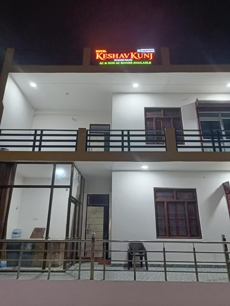 Property building, Night, View (from property/room), Balcony/Terrace, Text overlay