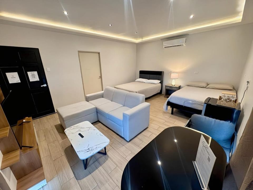 Bed, TV and multimedia, Living room, Photo of the whole room, Seating area, Bedroom, air conditioner