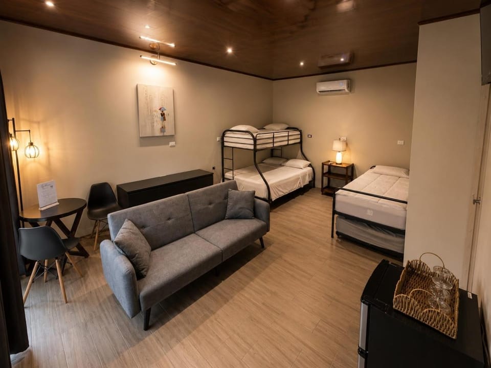 Bed, Living room, Photo of the whole room, Seating area, Bedroom, air conditioner