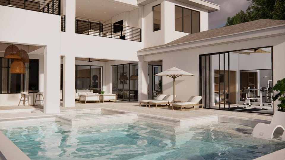 Property building, Hot Tub, Balcony/Terrace, Seating area, Pool view, Swimming pool, sunbed