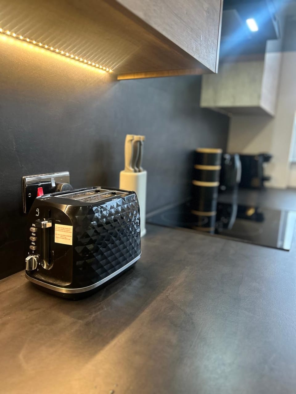Kitchen or kitchenette, toaster