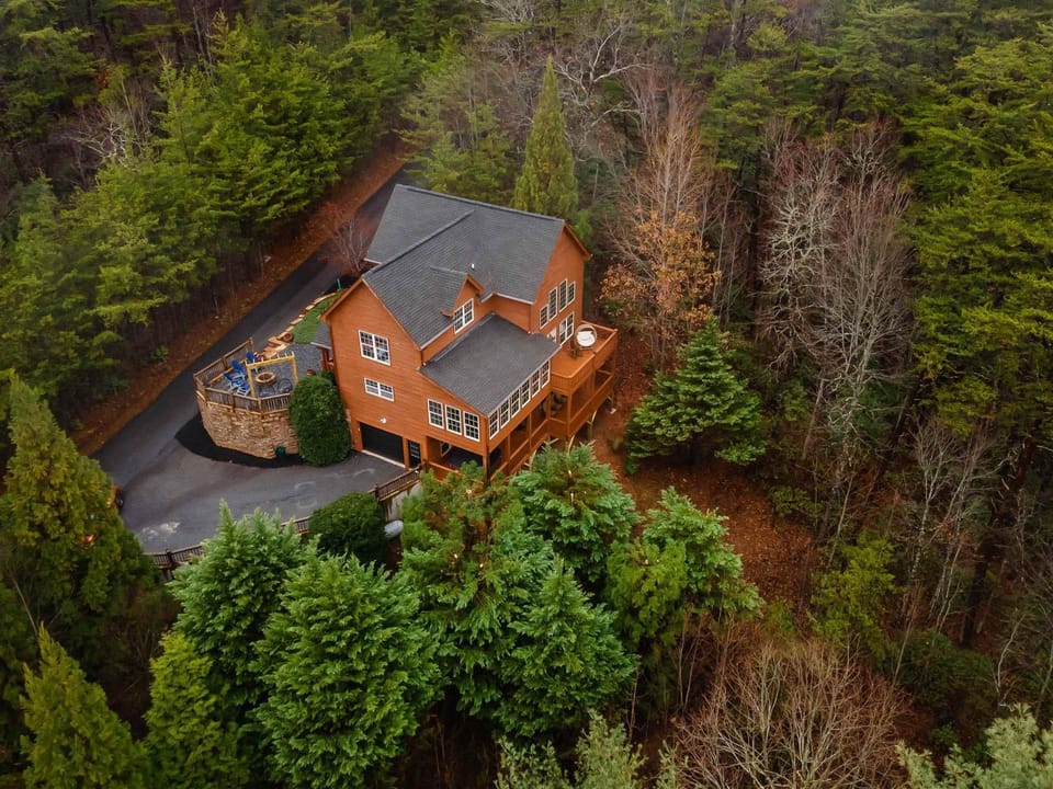 Property building, Spring, Natural landscape, Bird's eye view