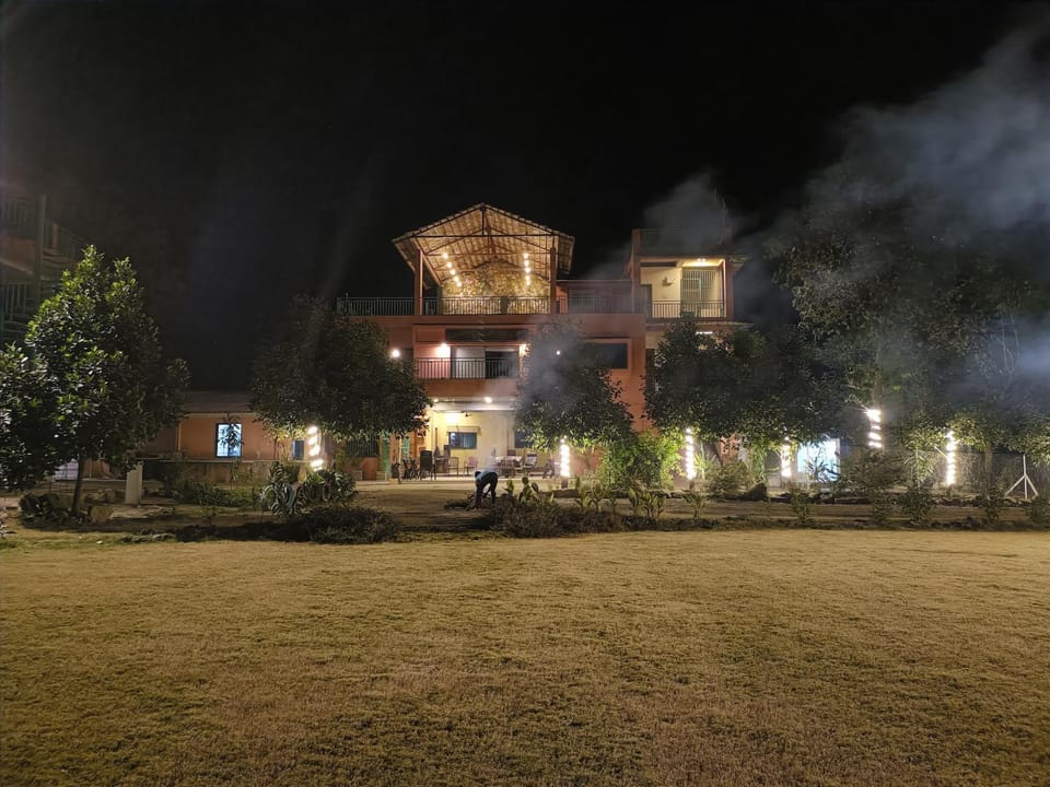 Property building, Night, Garden, Garden view
