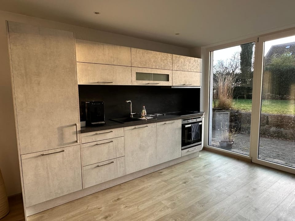 Kitchen or kitchenette, dishwasher, oven, stove