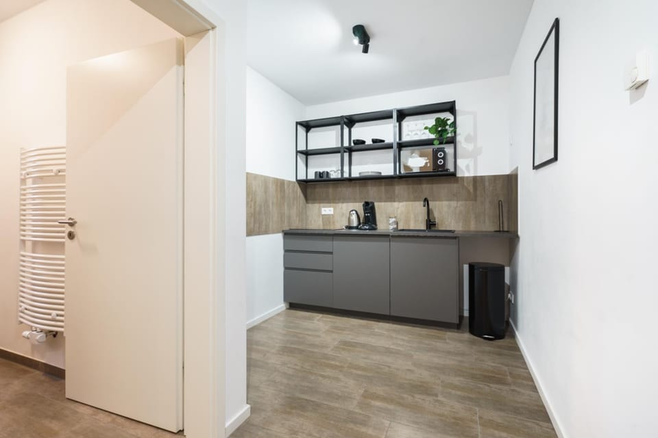 Kitchen or kitchenette, stove
