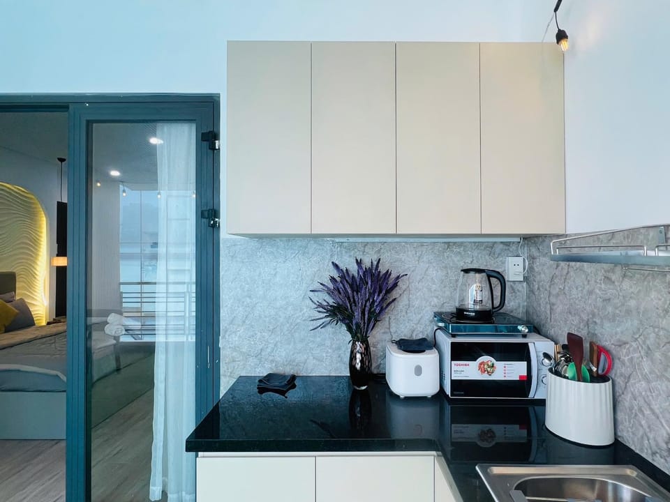 Kitchen or kitchenette, stove