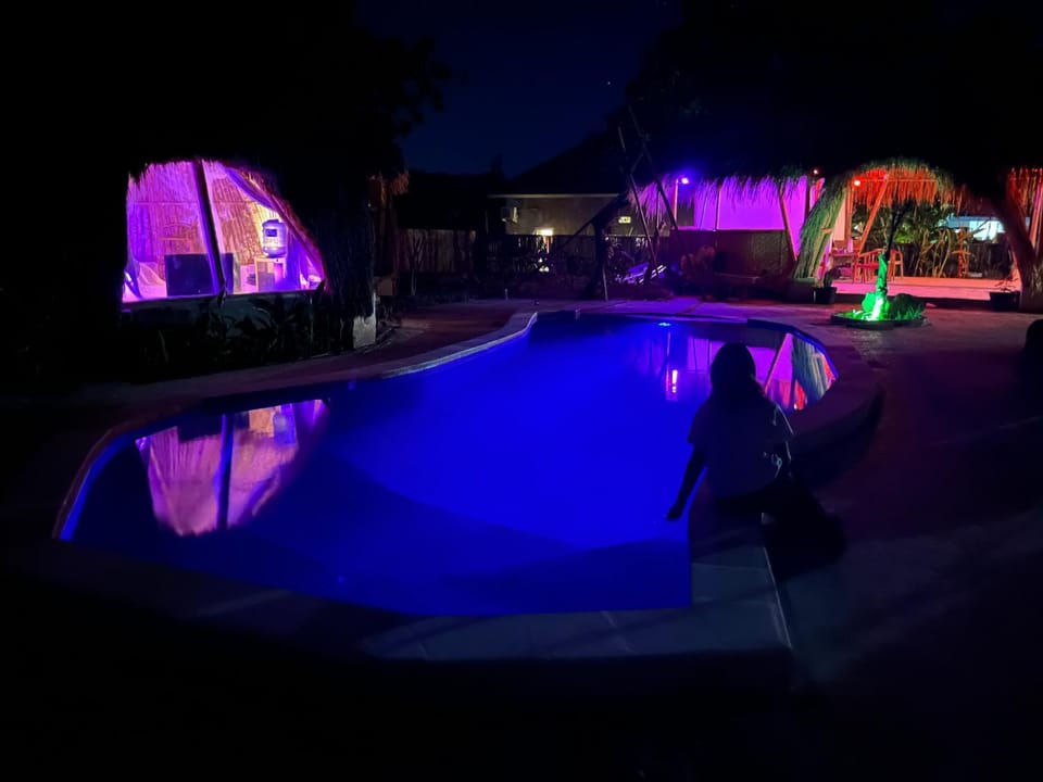 Night, Pool view, Swimming pool